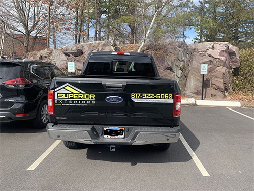 back of a truck in a parking lot